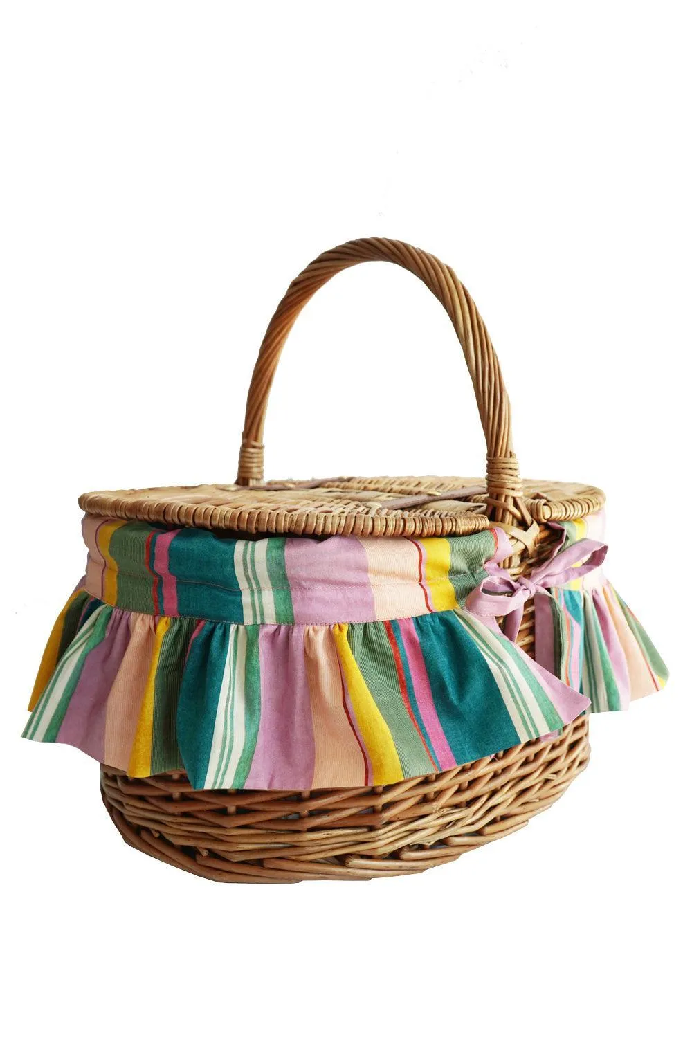 Oval Picnic Basket made with Liberty Fabric ARCHIVE SWATCH