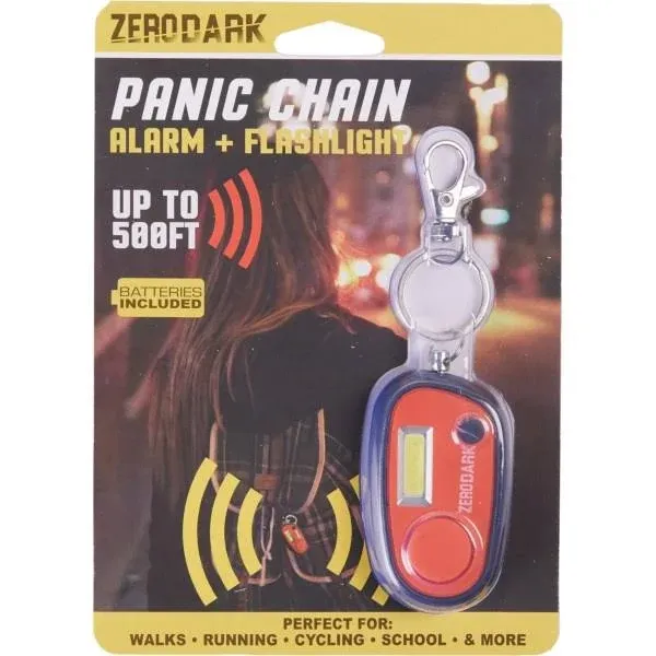 Panic Chain Alarm Flashlight Keychain, Gray & Orange