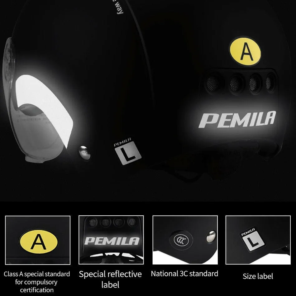 PEMILA Cycling Helmet With Goggles Lens Bicycle Helmet MTB Road Bike Reflective sticker E-Bike Motorcycle Men Women Bike Helmet