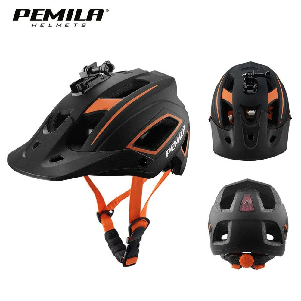 PEMILA Men MTB Bicycle Helmet Bike Safely Cap Ultra-lightweight Mountain Road Cycling Sports Riding Helmets With LED Tail light