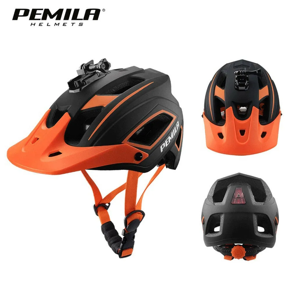 PEMILA Men MTB Bicycle Helmet Bike Safely Cap Ultra-lightweight Mountain Road Cycling Sports Riding Helmets With LED Tail light