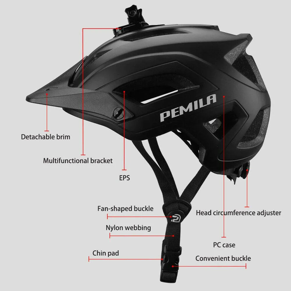PEMILA Men MTB Bicycle Helmet Bike Safely Cap Ultra-lightweight Mountain Road Cycling Sports Riding Helmets With LED Tail light