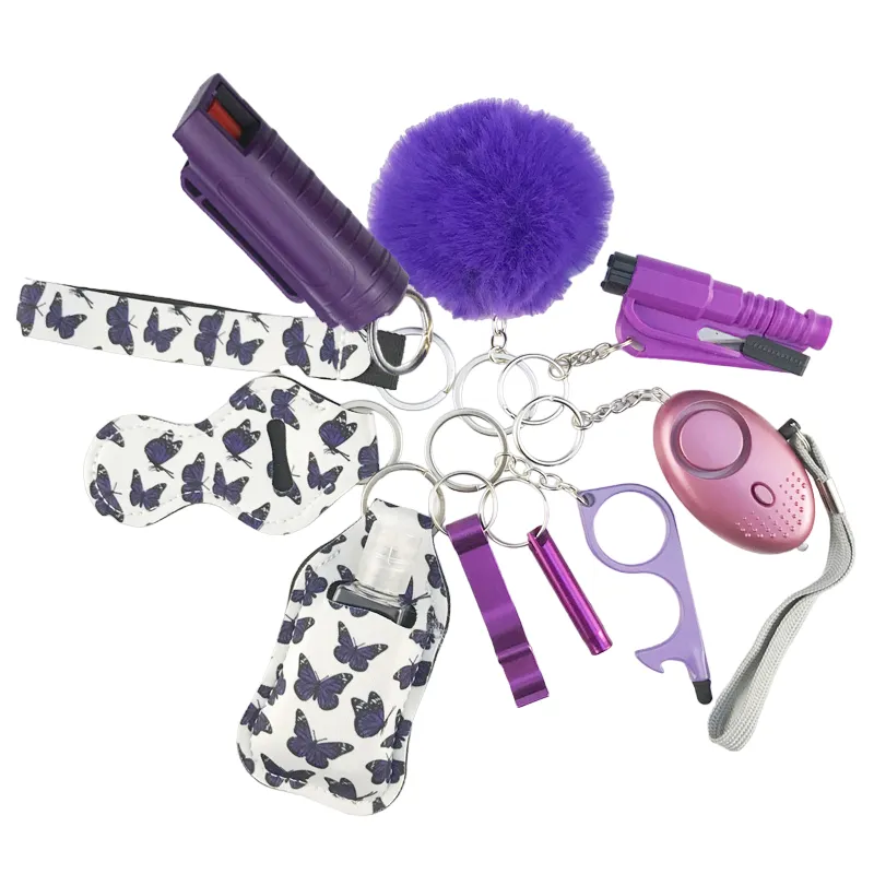 Pepper Spray Blank-Labeled Mace 11-Piece Safety Keychain Set