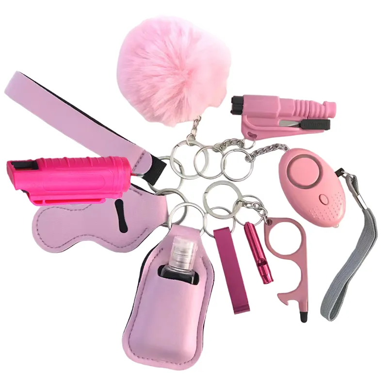 Pepper Spray Blank-Labeled Mace 11-Piece Safety Keychain Set
