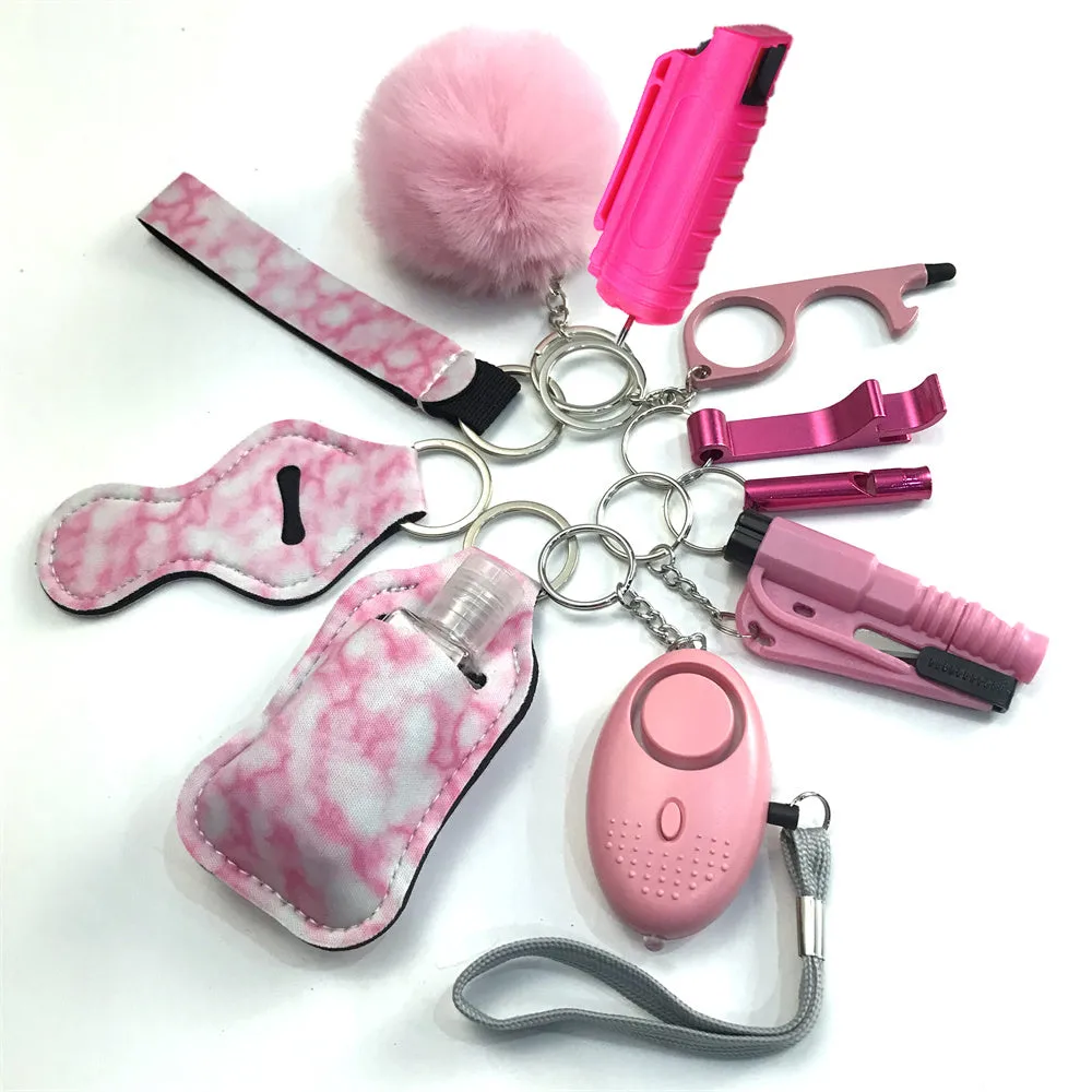 Pepper Spray Blank-Labeled Mace 11-Piece Safety Keychain Set