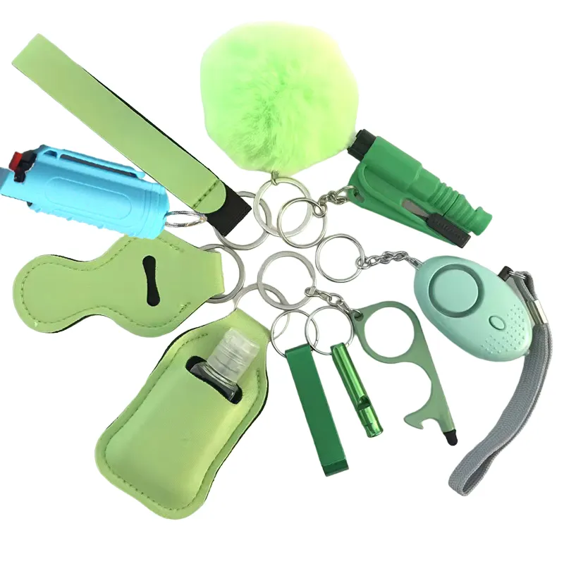 Pepper Spray Blank-Labeled Mace 11-Piece Safety Keychain Set