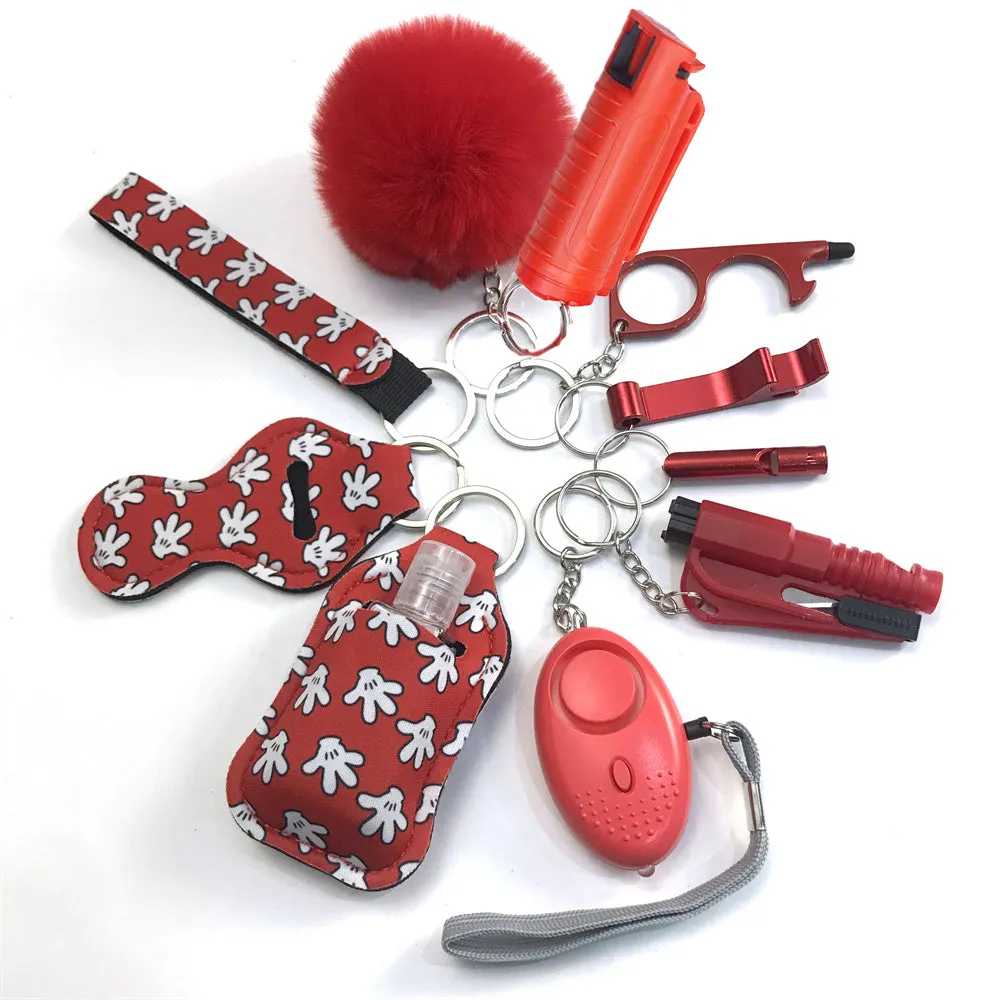 Pepper Spray Blank-Labeled Mace 11-Piece Safety Keychain Set