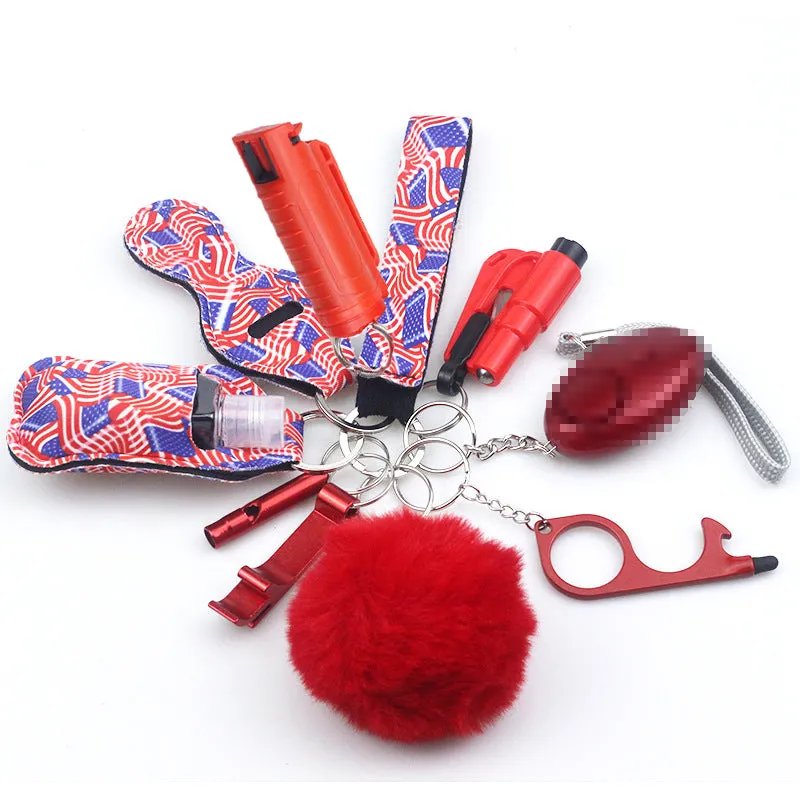 Pepper Spray Blank-Labeled Mace 11-Piece Safety Keychain Set