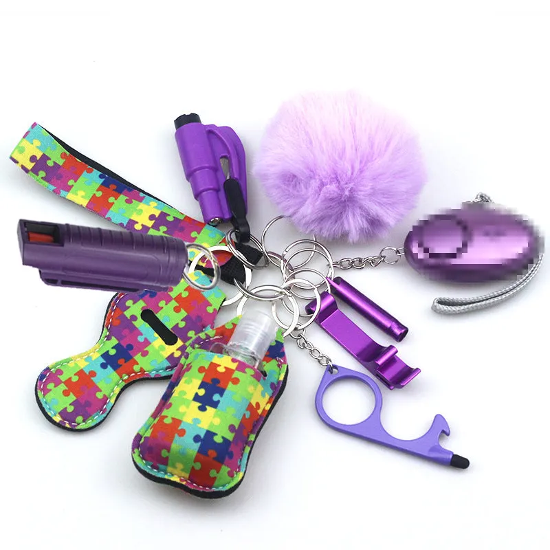 Pepper Spray Blank-Labeled Mace 11-Piece Safety Keychain Set