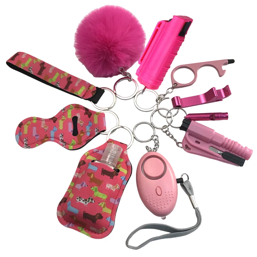 Pepper Spray Blank-Labeled Mace 11-Piece Safety Keychain Set