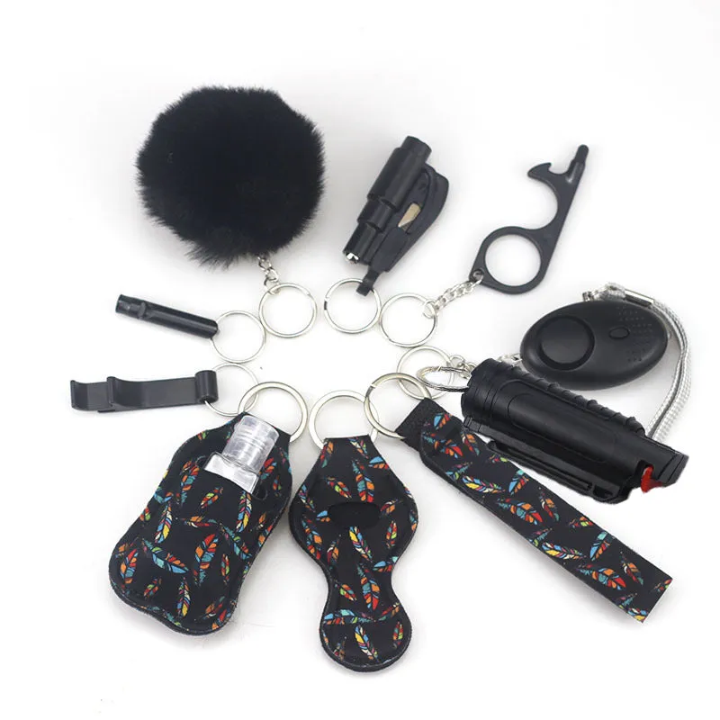 Pepper Spray Blank-Labeled Mace 11-Piece Safety Keychain Set