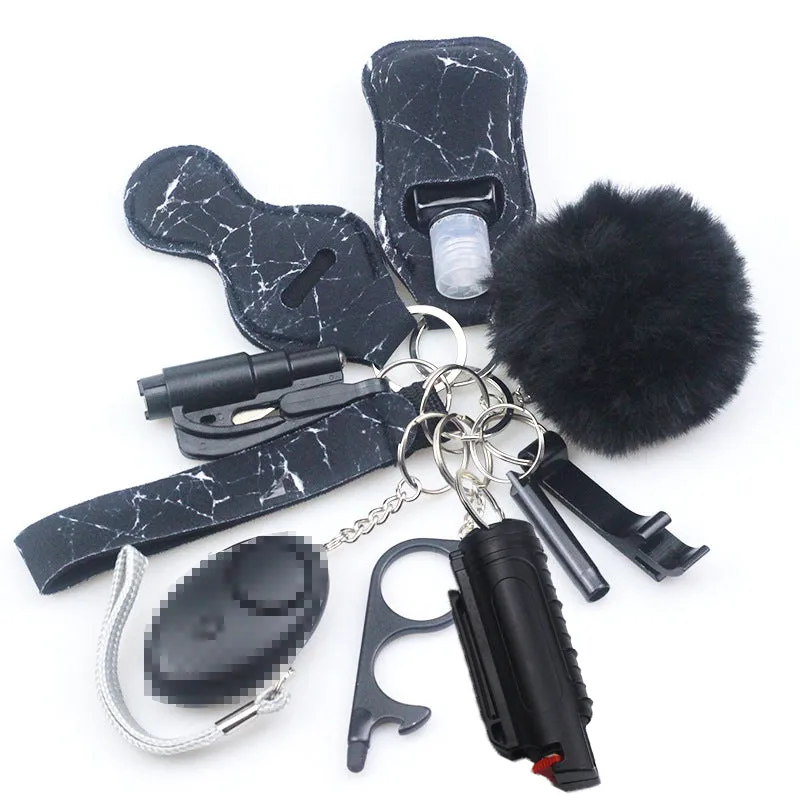 Pepper Spray Blank-Labeled Mace 11-Piece Safety Keychain Set