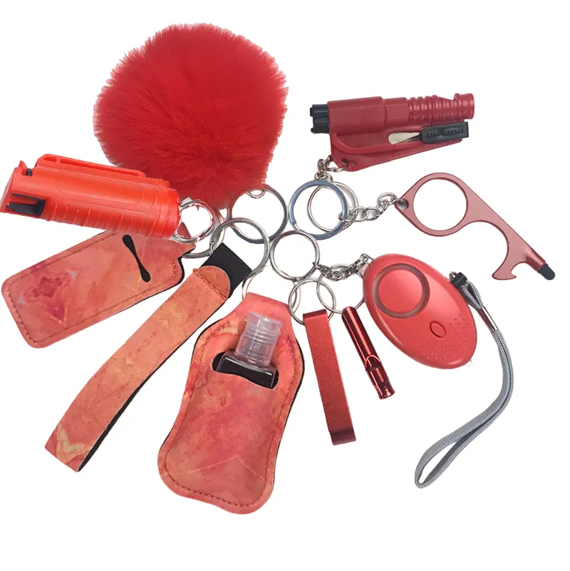 Pepper Spray Blank-Labeled Mace 11-Piece Safety Keychain Set