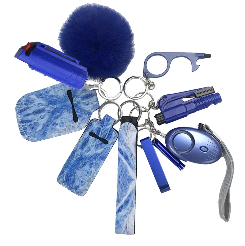 Pepper Spray Blank-Labeled Mace 11-Piece Safety Keychain Set