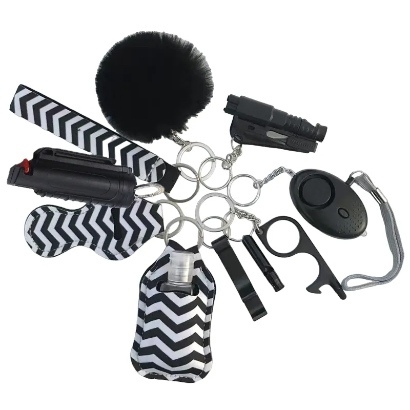 Pepper Spray Blank-Labeled Mace 11-Piece Safety Keychain Set