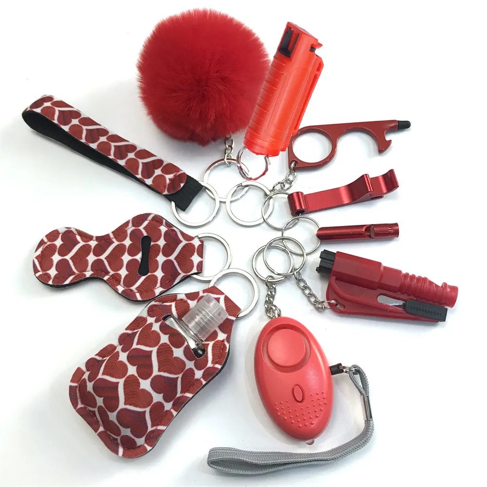 Pepper Spray Blank-Labeled Mace 11-Piece Safety Keychain Set