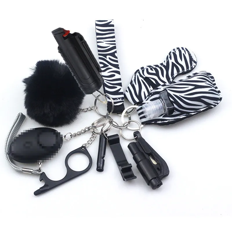 Pepper Spray Blank-Labeled Mace 11-Piece Safety Keychain Set