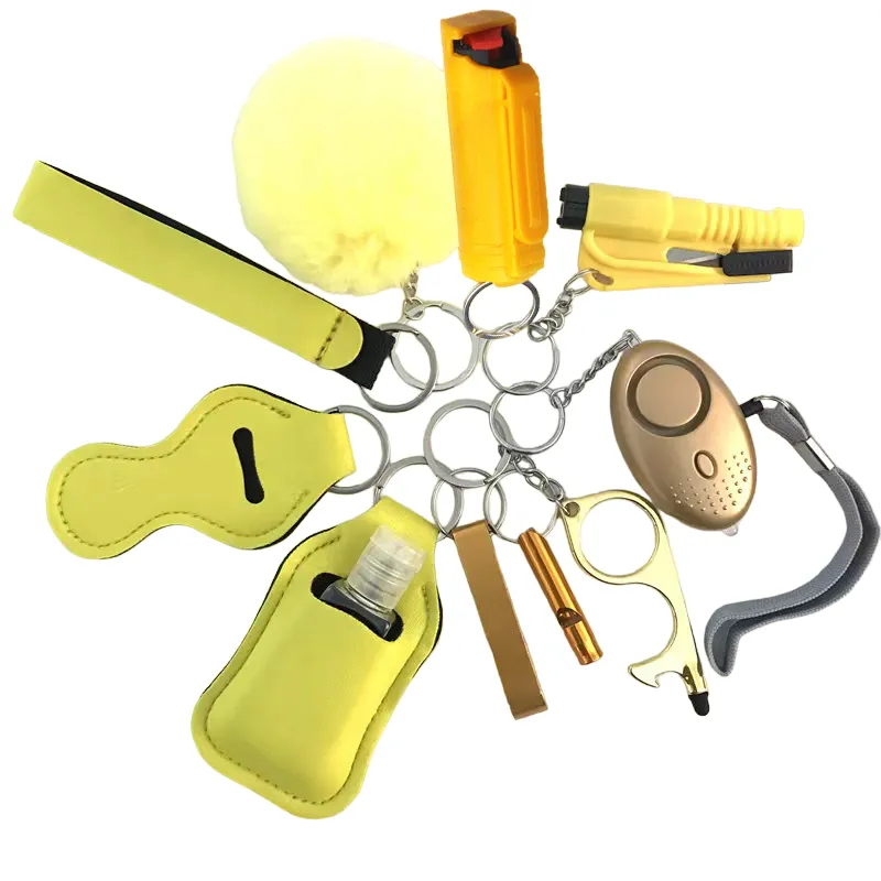 Pepper Spray Blank-Labeled Mace 11-Piece Safety Keychain Set