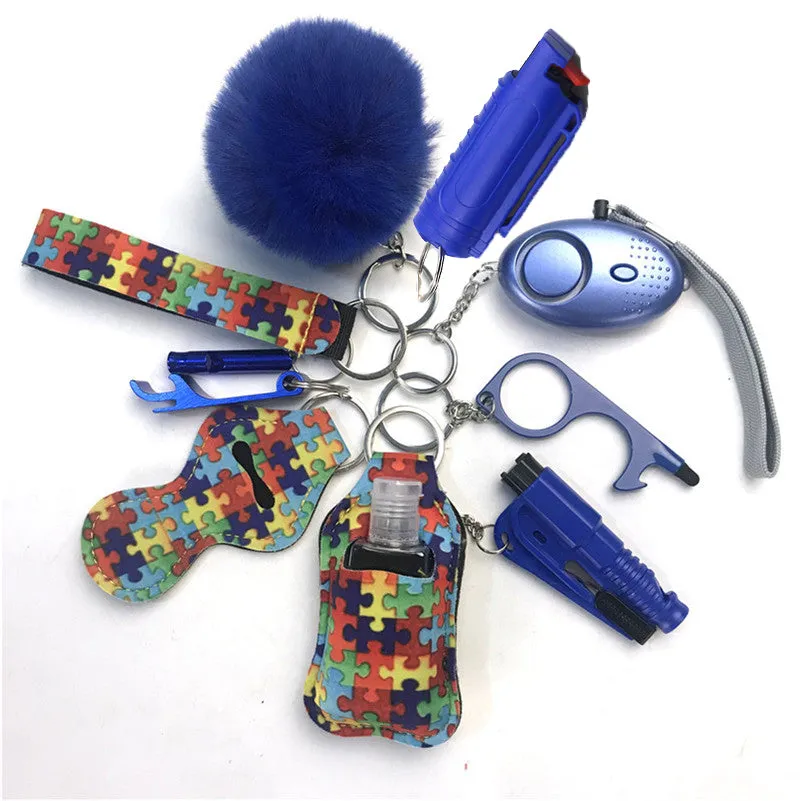 Pepper Spray Blank-Labeled Mace 11-Piece Safety Keychain Set