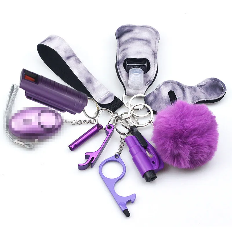 Pepper Spray Blank-Labeled Mace 11-Piece Safety Keychain Set