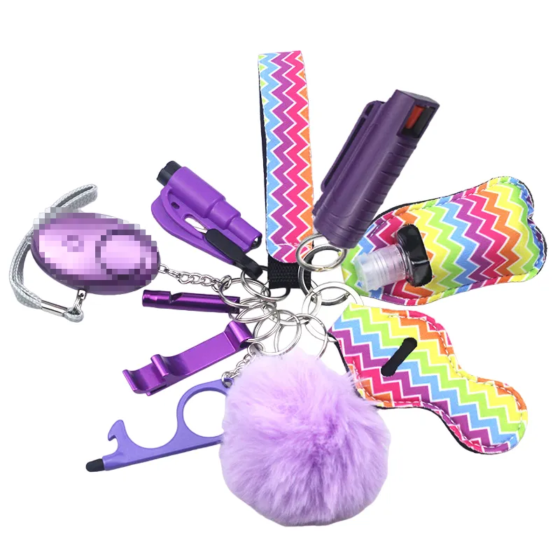 Pepper Spray Blank-Labeled Mace 11-Piece Safety Keychain Set