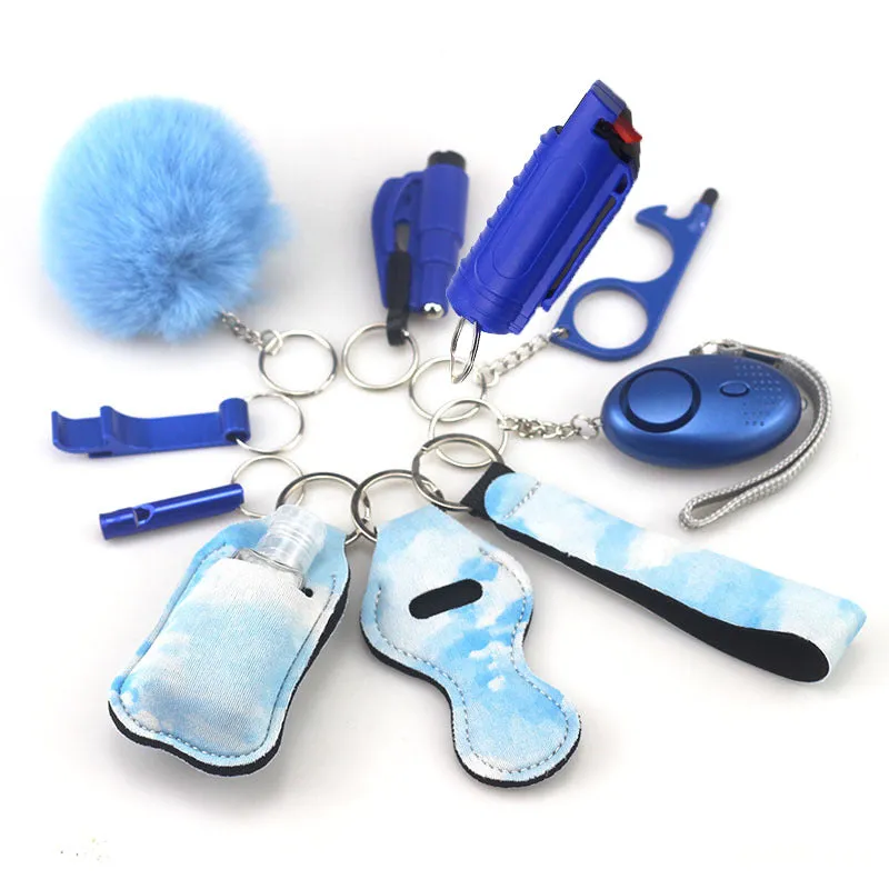 Pepper Spray Blank-Labeled Mace 11-Piece Safety Keychain Set