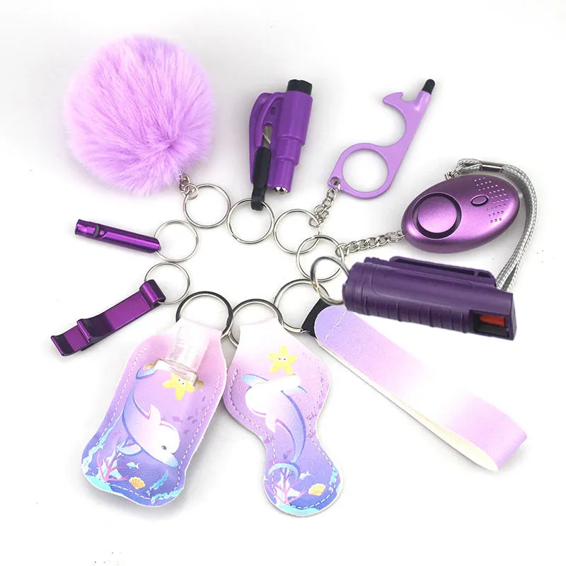 Pepper Spray Blank-Labeled Mace 11-Piece Safety Keychain Set