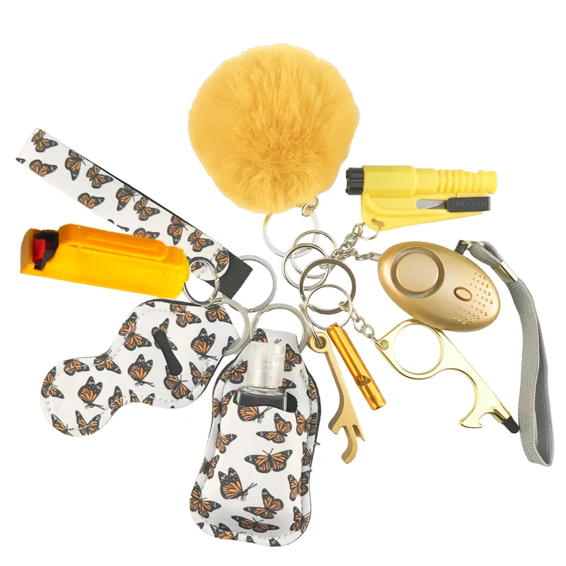 Pepper Spray Blank-Labeled Mace 11-Piece Safety Keychain Set
