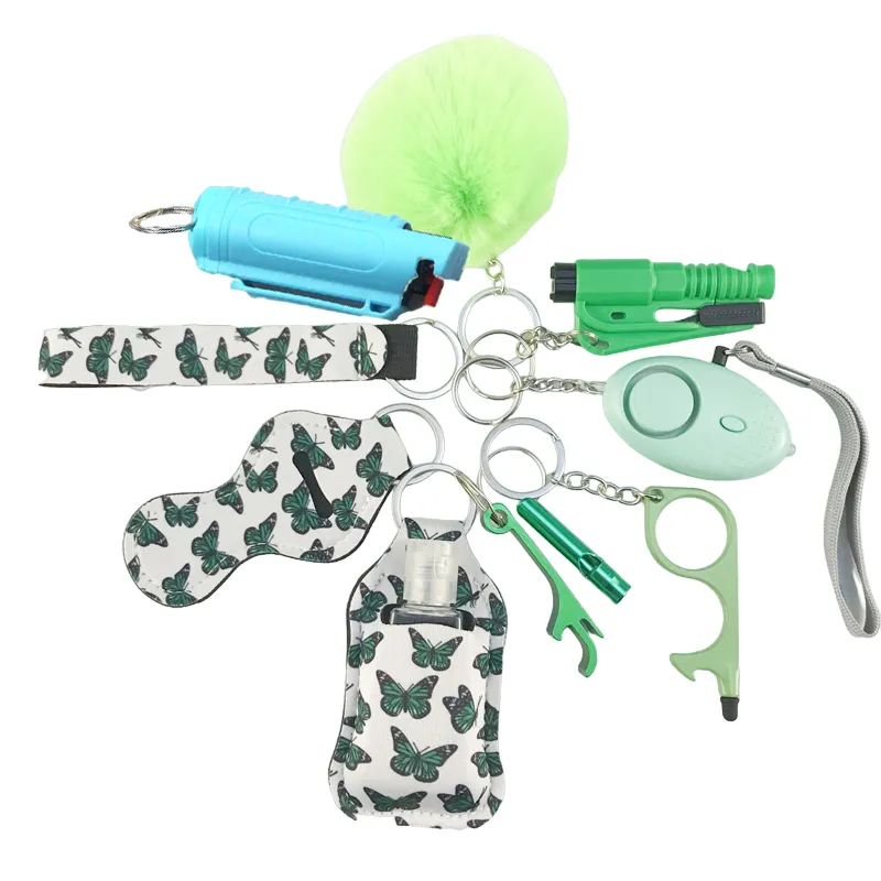 Pepper Spray Blank-Labeled Mace 11-Piece Safety Keychain Set