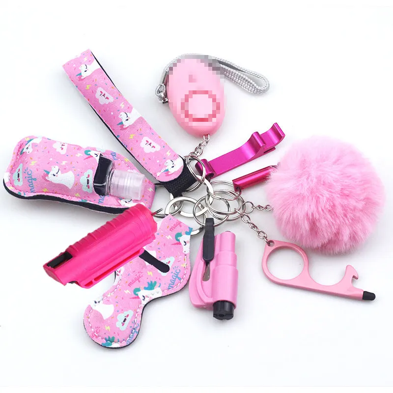 Pepper Spray Blank-Labeled Mace 11-Piece Safety Keychain Set