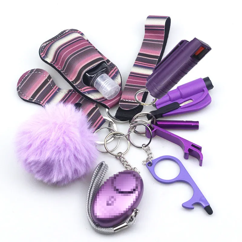 Pepper Spray Blank-Labeled Mace 11-Piece Safety Keychain Set