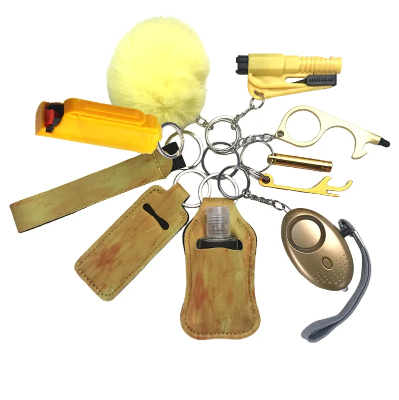 Pepper Spray Blank-Labeled Mace 11-Piece Safety Keychain Set