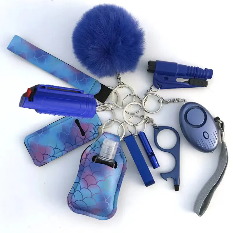 Pepper Spray Blank-Labeled Mace 11-Piece Safety Keychain Set