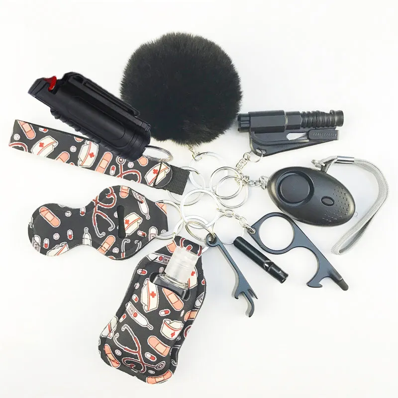 Pepper Spray Blank-Labeled Mace 11-Piece Safety Keychain Set