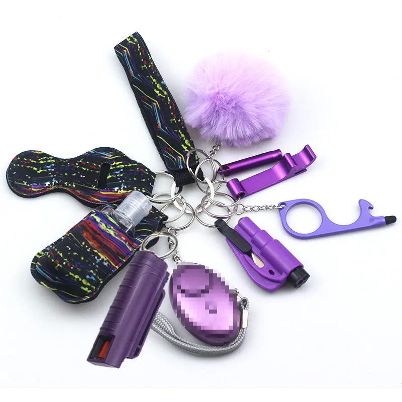 Pepper Spray Blank-Labeled Mace 11-Piece Safety Keychain Set