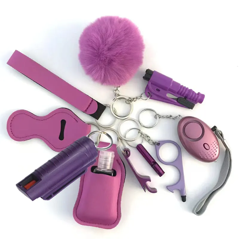 Pepper Spray Blank-Labeled Mace 11-Piece Safety Keychain Set