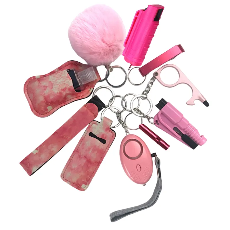 Pepper Spray Blank-Labeled Mace 11-Piece Safety Keychain Set