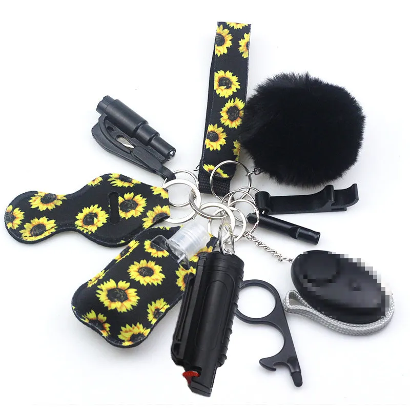 Pepper Spray Blank-Labeled Mace 11-Piece Safety Keychain Set