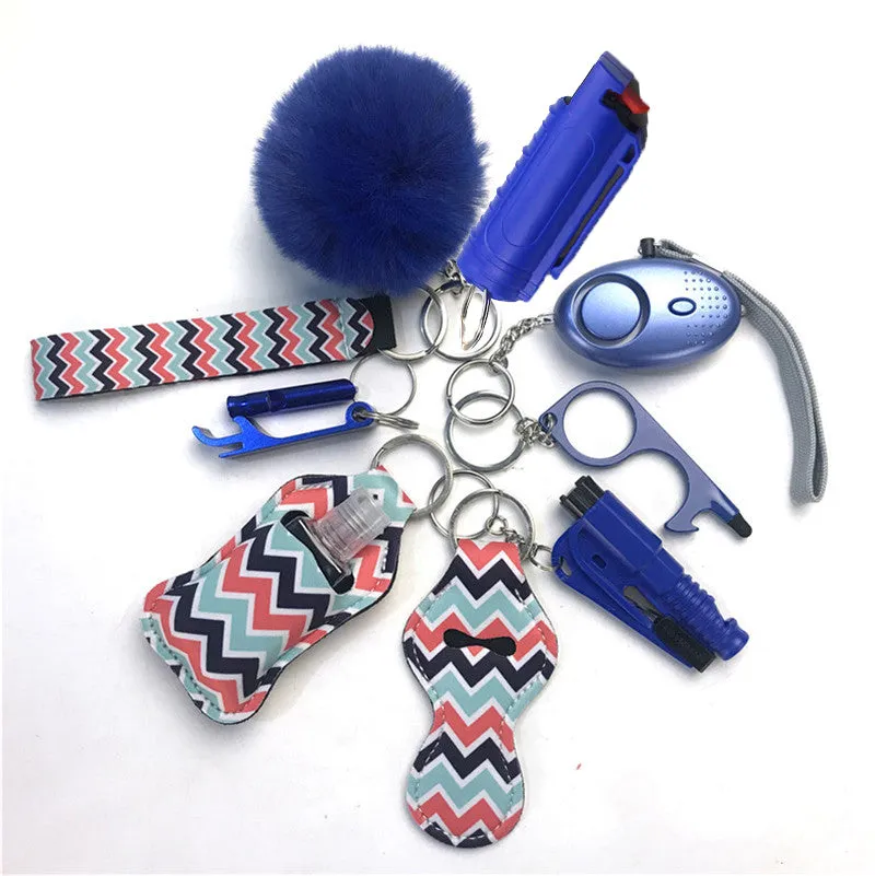 Pepper Spray Blank-Labeled Mace 11-Piece Safety Keychain Set
