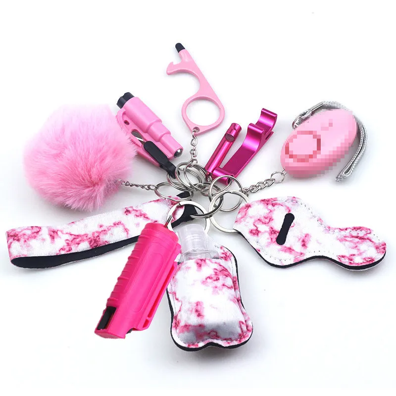 Pepper Spray Blank-Labeled Mace 11-Piece Safety Keychain Set