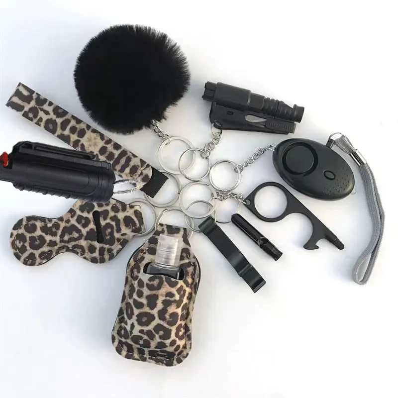 Pepper Spray Blank-Labeled Mace 11-Piece Safety Keychain Set