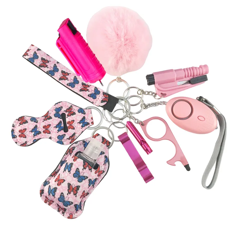 Pepper Spray Blank-Labeled Mace 11-Piece Safety Keychain Set