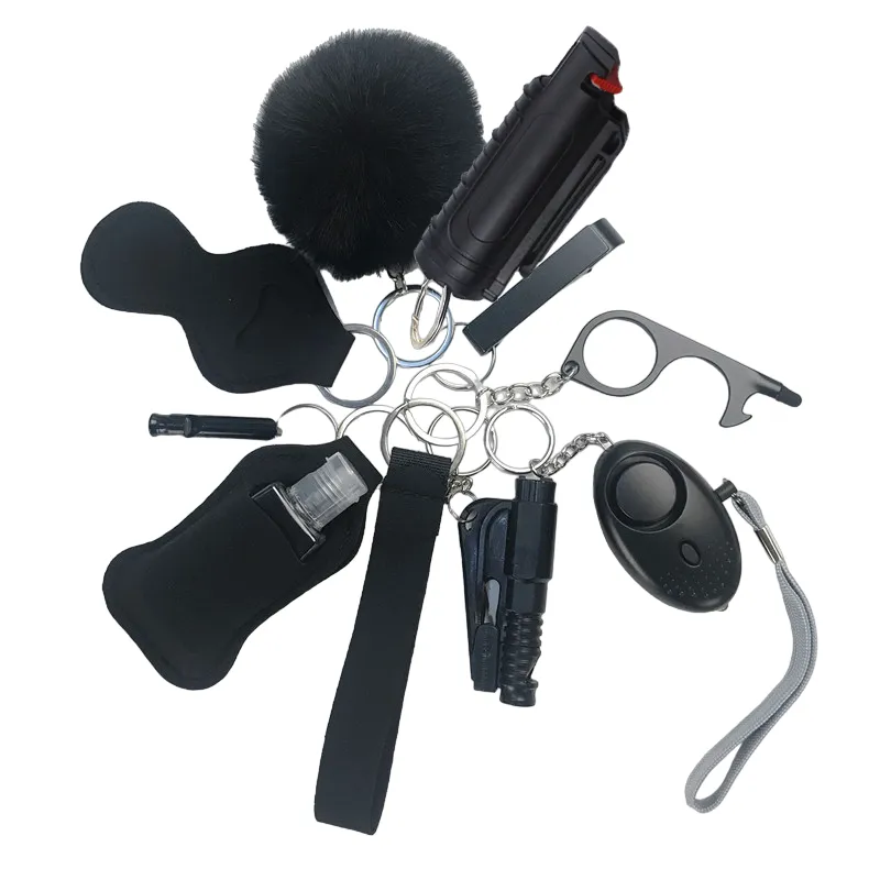 Pepper Spray Blank-Labeled Mace 11-Piece Safety Keychain Set