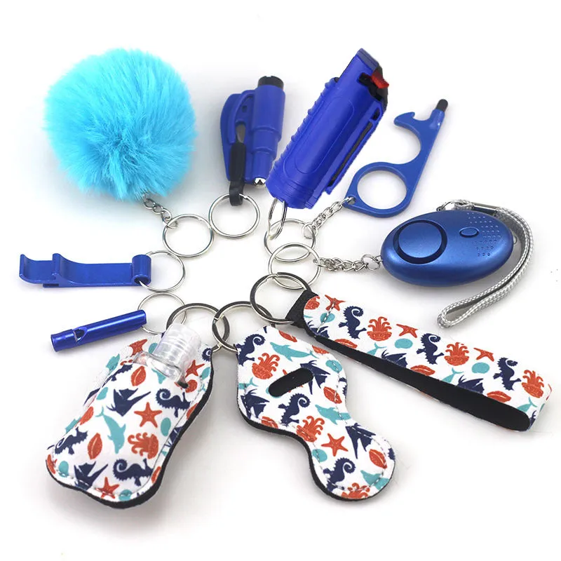 Pepper Spray Blank-Labeled Mace 11-Piece Safety Keychain Set