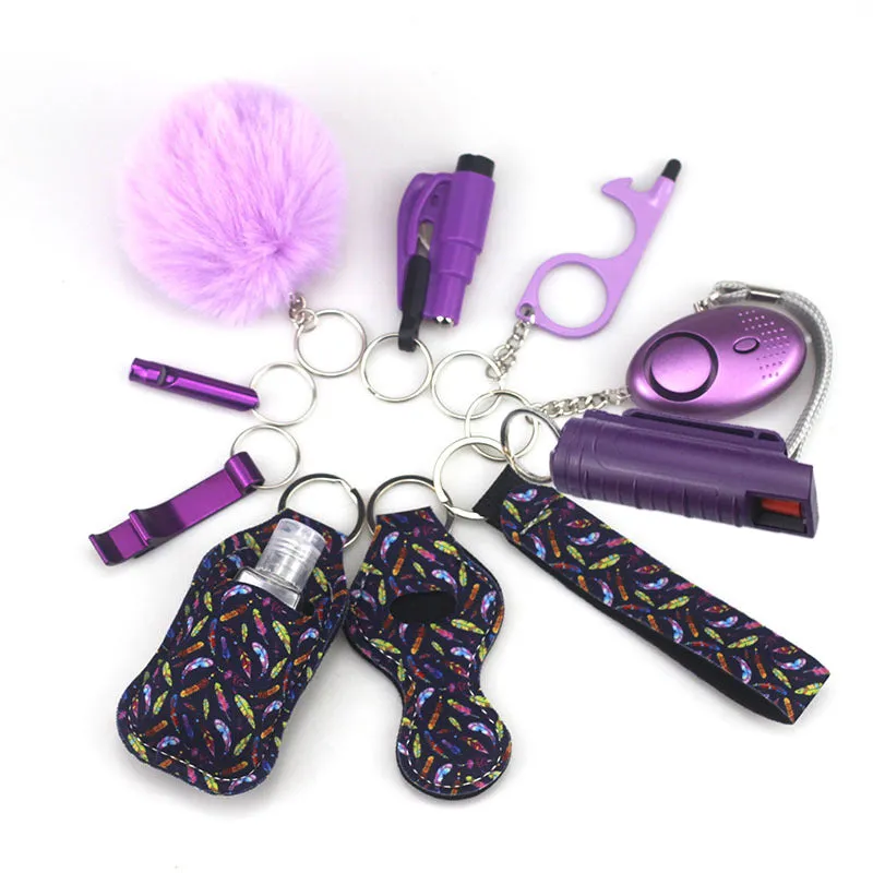 Pepper Spray Blank-Labeled Mace 11-Piece Safety Keychain Set