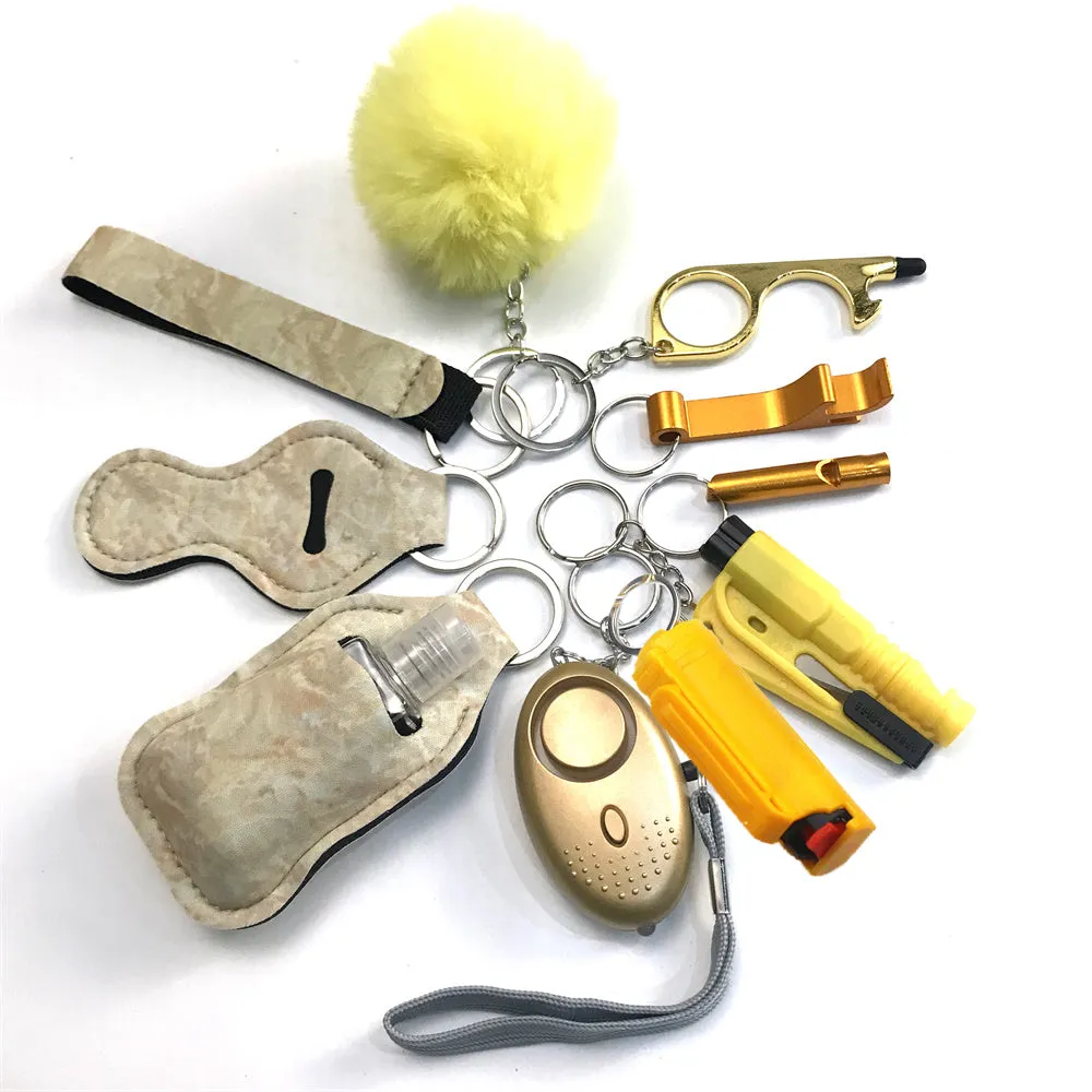 Pepper Spray Blank-Labeled Mace 11-Piece Safety Keychain Set
