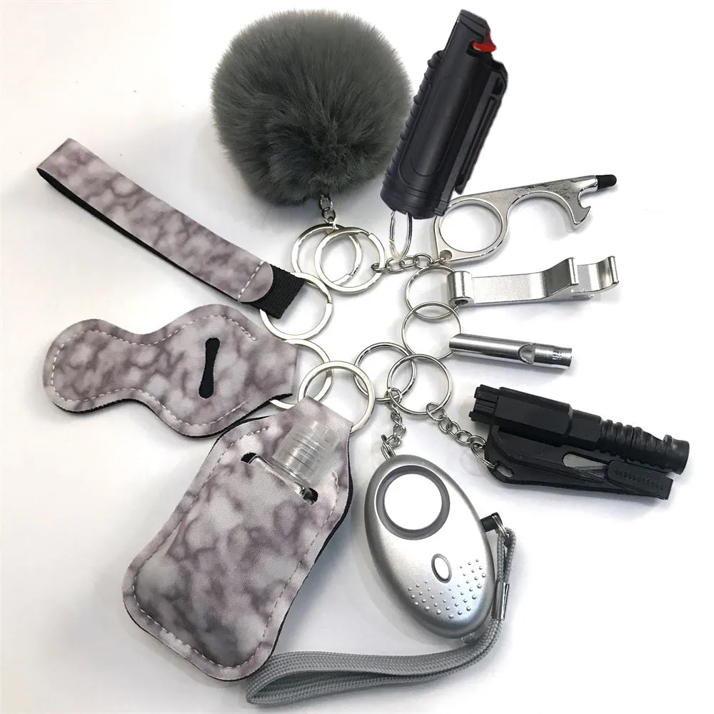 Pepper Spray Blank-Labeled Mace 11-Piece Safety Keychain Set