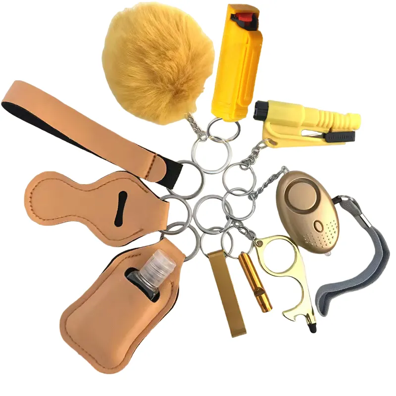 Pepper Spray Blank-Labeled Mace 11-Piece Safety Keychain Set