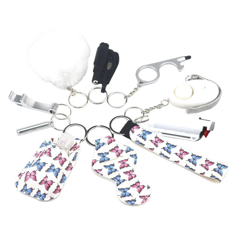 Pepper Spray Blank-Labeled Mace 11-Piece Safety Keychain Set