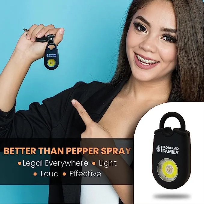 Personal Alarm for Self Defense with Flashing LED - 130dB - 50 Minutes Continuous Siren - Safety Alarm